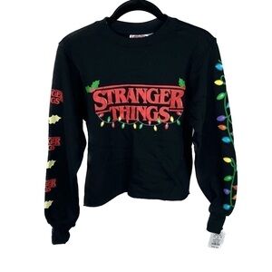 Stranger Thing Sweater Crewneck Cropped Top Long Sleeve Fleece Shirt Holiday